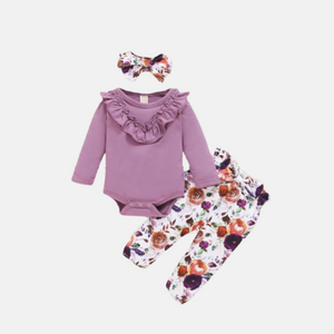 "FLOWER GIRL"  MATCHING BODYSUIT PANT SET (HEADBAND INCLUDED)