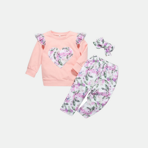 GORGEOUS "PRETTY IN PINK" SWEATSHIRT WITH MATCHING PANT (BOW INCLUDED)