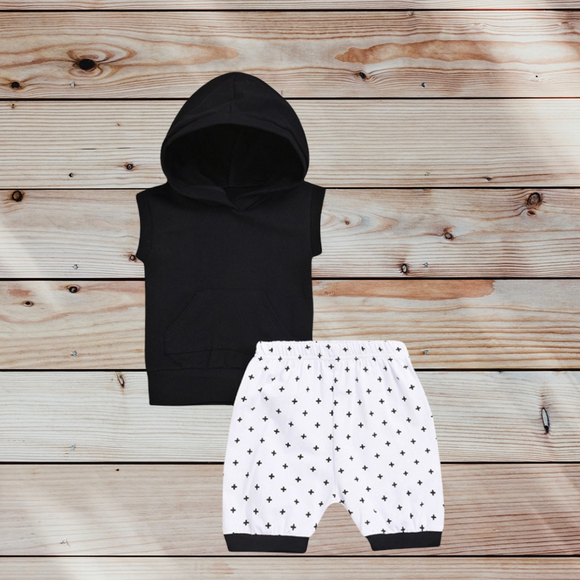 Hooded Top and Printed Pant Set